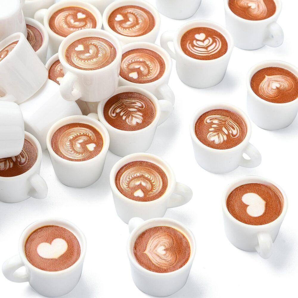 9762 50Pcs 5 Styles Resin Coffee Cup Charms Coffee Charm Cup Shape Dangle